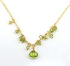 Peridot gemstone necklace for women, Brass with 22k gold plated jewelry